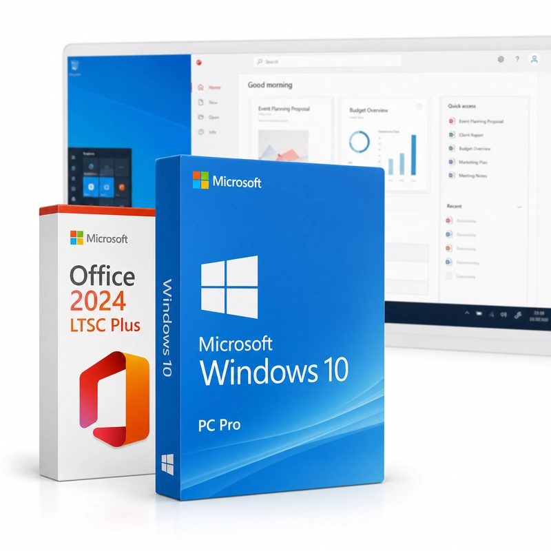 Microsoft Windows 10 Pro + Microsoft Office 2024 LTSC Professional Plus Bundle (PC)