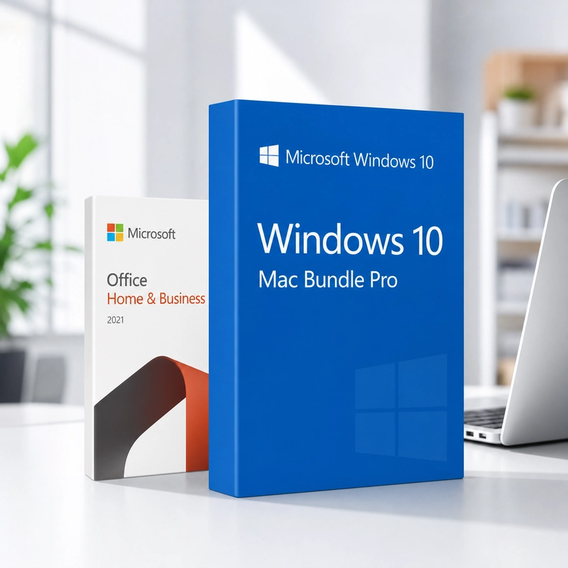 Microsoft Windows 10 Pro + Microsoft Office Home & Business 2021 (Mac) Bundle