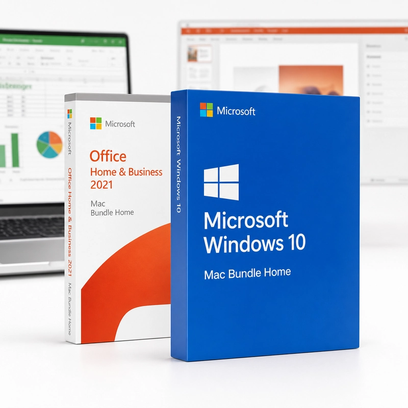 Microsoft Windows 10 Home + Microsoft Office Home & Business 2021 (Mac) Bundle