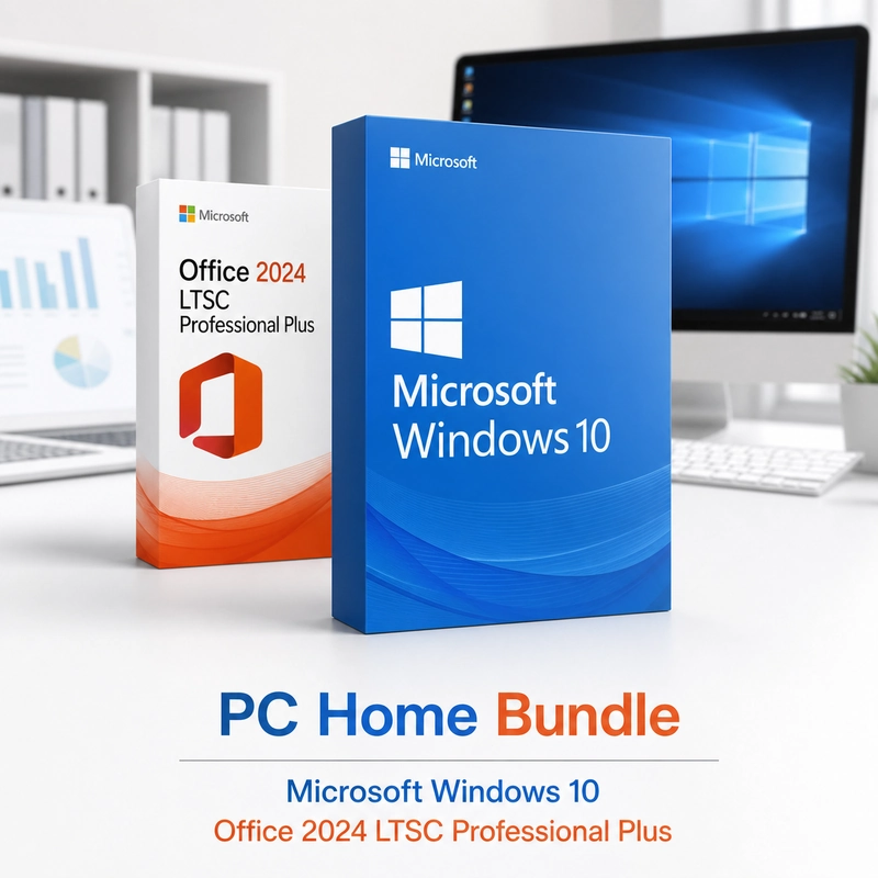 Microsoft Windows 10 Home + Microsoft Office 2024 LTSC Professional Plus Bundle (PC)